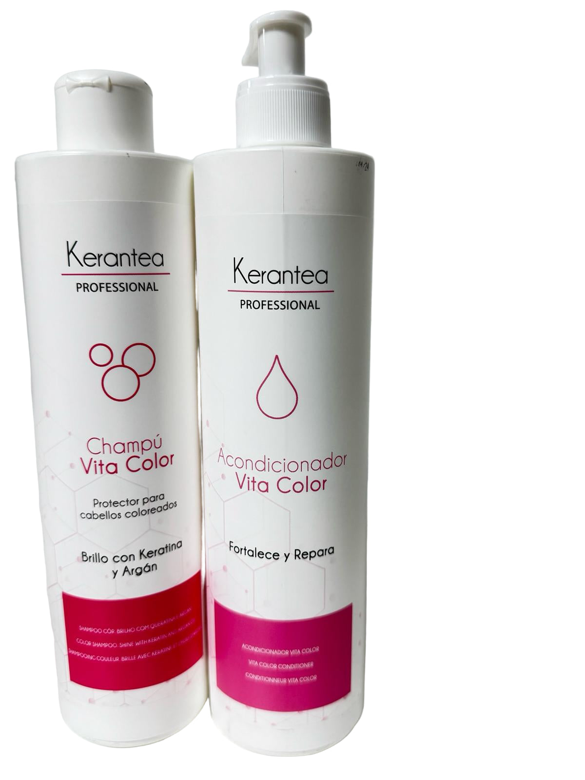 Kerantea professional Champu protector para cabellos coloreados vita color and acondicionador vita color fortalece y repara